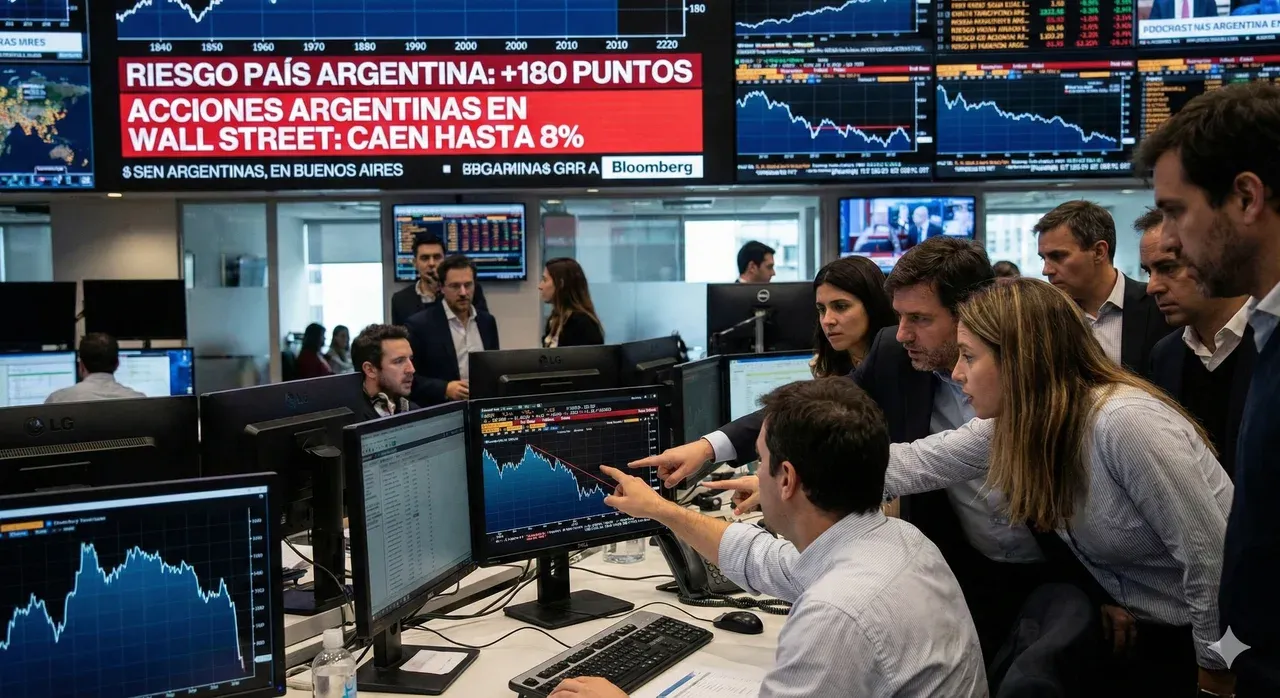 Jueves fatídico: el riesgo país se incrementó y las acciones se desplomaron hasta un 8% en Wall Street