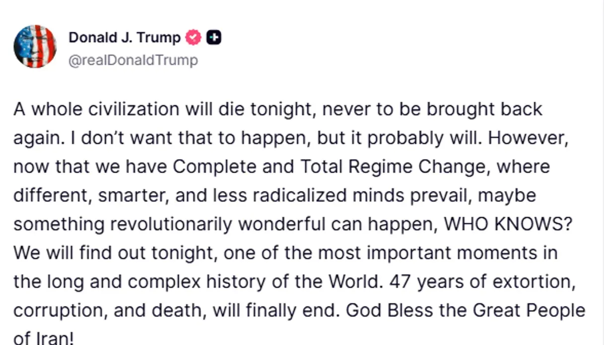 Donald Trump advierte: “Esta noche morirá toda una civilización”